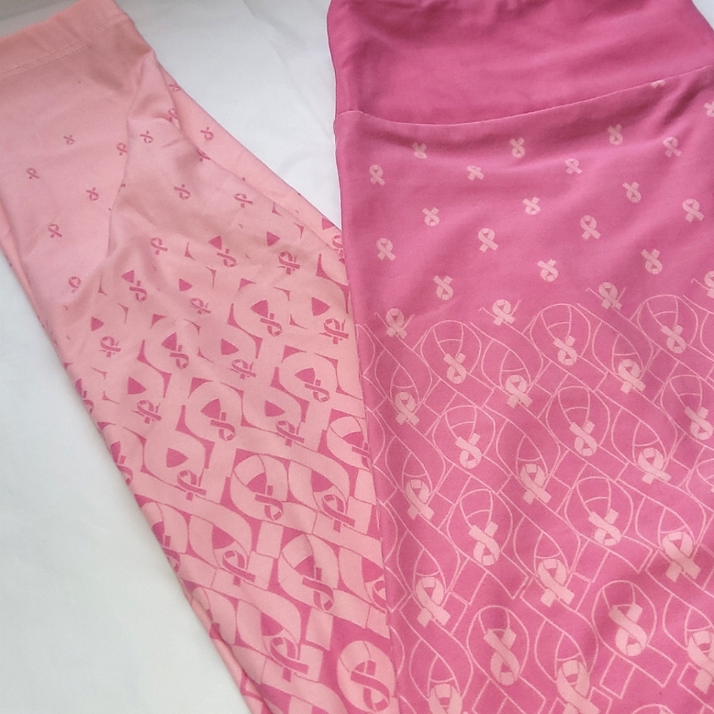LuLaRoe 🎀 OS Pink Ribbon Dipped Ombre Leggings for Breast Cancer Awareness 🎀 - Picture 3 of 12